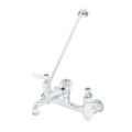 Product Image of Service Sink Faucet, Wall Mount, 8" Centers, Built-in Stops, Vacuum Breaker, Polished, B-0665-BSTP