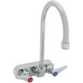 Product Image of 4" Wall Mount Workboard Faucet w/ 5-3/4" Swivel Gooseneck & Lever Handles (Chrome Plated)