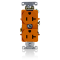 Product Image of Duplex Receptacle Outlet,  Smooth Face, 20A, 125V Back or Side Wire, NEMA 5-20R, 2-Pole, 3-Wire, Self-Grounding (Orange)