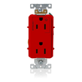 Product Image of Decora Plus Duplex Receptacle, Heavy-Duty Industrial, Split-Circuit, 15A 125V 2P 3W (Red)