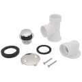 Product Image of Bath Waste T-Waste Half Kit - CP Toe Pop-Up Drain w/ 2 Hole Face Plate (PVC)