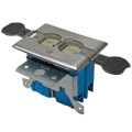 Product Image of Single-Gang Adjustable Non-Metallic Residential Floor Box w/ TR Duplex Receptacle - Stainless Steel Cover