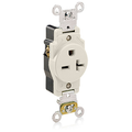 Product Image of Single Receptacle Outlet,  Smooth Face, 20A, 250V Back or Side Wire, NEMA 6-20R, 2-Pole, 3-Wire, Self-Grounding, Light Almond
