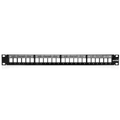 Product Image of Flat Quickport, Patch Panel w/ Magnifying Lens Label Holder, 24"port, 1RU (Black) Cable Management Bar Included.