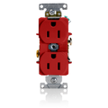 Product Image of Duplex Receptacle Outlet,  Smooth Face, 15A, 125V Back or Side Wire, NEMA 5-15R, 2-Pole, 3-Wire, Self-Grounding, Red