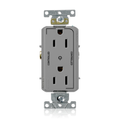 Product Image of Decora Plus Duplex Receptacle, Heavy-Duty Industrial, 15A 125V 2P 3W (Gray)