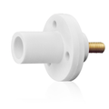 Product Image of 15 Series Cam-Type Male Panel Mount Receptacle, 0.75" Threaded Stud Termination, 90-Degree, #8, #2 AWG, 150A Max, Type 3R When Mated (White)