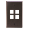 Product Image of Single-Gang Quickport, Wallplate, 4-port (Brown)