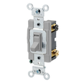 Product Image of 20A, 120/277V Toggle Framed 4-way AC Quiet Switch, Commercial Spec Grade, Grounding, Side Wired, (Gray)