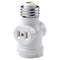 Product Image of Indoor 660W, 125V Lampholder w/ Two 15A, 125V 2-pole, 2-wire Outlets (White)