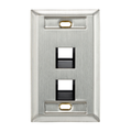 Product Image of Angled Stainless Steel Quickport, Wallplate, Single-Gang, 2-port, w/ ID Windows
