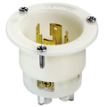 Product Image of 30A, 250V 3-Phase, NEMA L15-30P, 3P, 4W, Flanged Inlet Locking Receptacle, Grounding (White)