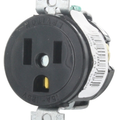 Product Image of Single Receptacle Outlet,  Short Strap, Tapped Mounting Holes, 15A, 125V Side Wire, NEMA 5-15R, 2-Pole, 3-Wire (Black)