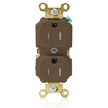 Product Image of Duplex Receptacle Outlet, Extra  Tamper-Resistant, Smooth Face, 15A, 125V Back or Side Wire, NEMA 5-15R, 2-Pole, 3-Wire, Self-Grounding (Brown)