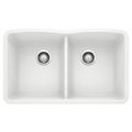 Product Image of Diamond SILGRANIT 32" 50/50 Double Bowl Undermount Kitchen Sink - White, 440185