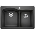 Product Image of Diamond SILGRANIT 33" 60/40 Double Bowl Dual Mount Kitchen Sink - Anthracite, 440215