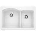 Product Image of Diamond SILGRANIT 33" 60/40 Double Bowl Dual Mount Kitchen Sink - White, 440216