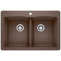 Product Image of Diamond SILGRANIT 33" 50/50 Double Bowl Dual Mount Kitchen Sink - Café, 440218