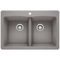 Product Image of Diamond SILGRANIT 33" 50/50 Double Bowl Dual Mount Kitchen Sink - Metallic Gray, 440219