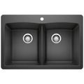 Product Image of Diamond SILGRANIT 33" 50/50 Double Bowl Dual Mount Kitchen Sink - Anthracite, 440220