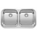 Product Image of Stellar 33" 50/50 Double Bowl Undermount Stainless Steel Kitchen Sink, 441020