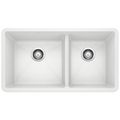 Product Image of Precis SILGRANIT 33" 60/40 Double Bowl Undermount Kitchen Sink - White, 441125