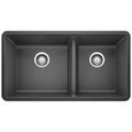 Product Image of Precis SILGRANIT 33" 60/40 Double Bowl Undermount Kitchen Sink - Anthracite, 441128