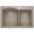 Product Image of Diamond SILGRANIT 33" 60/40 Double Bowl Dual Mount Kitchen Sink -  Truffle, 441283