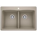 Product Image of Diamond SILGRANIT 33" 50/50 Double Bowl Dual Mount Kitchen Sink - Truffle, 441285