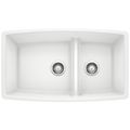 Product Image of Performa SILGRANIT 33" 60/40 Double Bowl Undermount Kitchen Sink with Low Divide - White, 441310