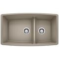 Product Image of Performa SILGRANIT 33" 60/40 Double Bowl Undermount Kitchen Sink with Low Divide - Truffle, 441315