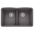 Product Image of Diamond SILGRANIT 32" 50/50 Double Bowl Undermount Kitchen Sink - Cinder, 441470