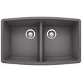 Product Image of Performa SILGRANIT 33" 50/50 Double Bowl Undermount Kitchen Sink - Cinder, 441473