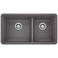 Product Image of Precis SILGRANIT 33" 60/40 Double Bowl Undermount Kitchen Sink - Cinder, 441479