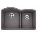 Product Image of Diamond SILGRANIT 32" 60/40 Double Bowl Undermount Kitchen Sink with Low Divide - Cinder, 441591