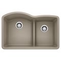Product Image of Diamond SILGRANIT 32" 60/40 Double Bowl Undermount Kitchen Sink with Low Divide - Truffle, 441596