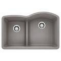 Product Image of Diamond SILGRANIT 32" 40/60 Reverse Double Bowl Undermount Kitchen Sink with Low Divide - Metallic  Gray, 441601