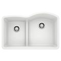 Product Image of Diamond 32" x 21" Reverse Kitchen Sink w/ 1-3/4" Low Divide (White)