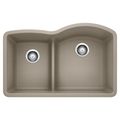 Product Image of Diamond SILGRANIT 32" 40/60 Reverse Double Bowl Undermount Kitchen Sink with Low Divide - Truffle, 441608