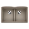 Product Image of Diamond 32" x 19-3/8" Equal Double Kitchen Sink w/ Low Divide (Truffle)