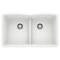 Product Image of Diamond SILGRANIT 32" 50/50 Double Bowl Undermount Kitchen Sink with Low Divide - White, 442074