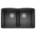 Product Image of Diamond SILGRANIT 32" 50/50 Double Bowl Undermount Kitchen Sink with Low Divide - Anthracite, 442075