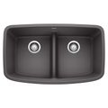 Product Image of Valea 32" x 19" Equal Double Kitchen Sink w/ Low Divide (Cinder)