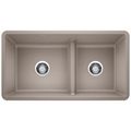 Product Image of Precis SILGRANIT 33" 60/40 Reversible Double Bowl Undermount Kitchen Sink with Low Divide - Truffle, 442522