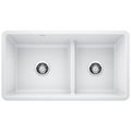 Product Image of Precis SILGRANIT 33" 60/40 Reversible Double Bowl Undermount Kitchen Sink with Low Divide - White, 442524