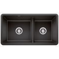 Product Image of Precis SILGRANIT 33" 60/40 Reversible Double Bowl Undermount Kitchen Sink with Low Divide - Anthracite, 442525