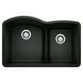 Product Image of Diamond SILGRANIT 32" 60/40 Double Bowl Undermount Kitchen Sink with Low Divide - Coal Black, 442910