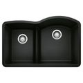 Product Image of Diamond SILGRANIT 32" 40/60 Reverse Double Bowl Undermount Kitchen Sink with Low Divide - Coal Black, 442911