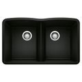 Product Image of Diamond SILGRANIT 32" 50/50 Double Bowl Undermount Kitchen Sink - Coal Black, 442913