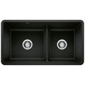Product Image of Precis SILGRANIT 33" 60/40 Reversible Double Bowl Undermount Kitchen Sink with Low Divide - Coal Black, 442925